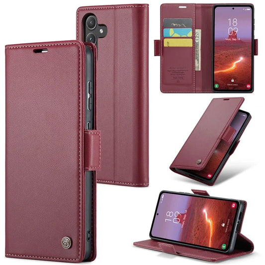 CASEME 023 Series For Samsung Galaxy A55 5G Magnetic Phone Case RFID Blocking Folio Stand Cover