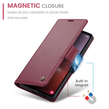 CASEME 023 Series For Samsung Galaxy A55 5G Magnetic Phone Case RFID Blocking Folio Stand Cover