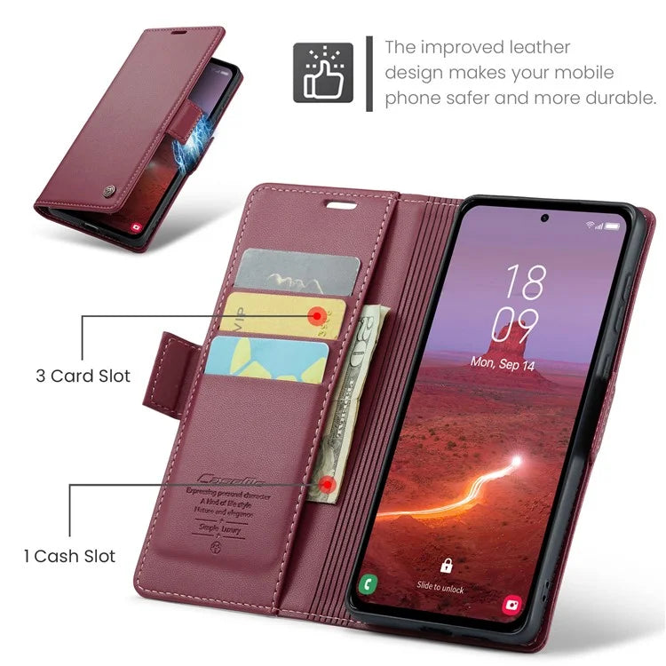 CASEME 023 Series For Samsung Galaxy A55 5G Magnetic Phone Case RFID Blocking Folio Stand Cover