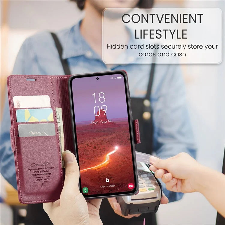 CASEME 023 Series For Samsung Galaxy A55 5G Magnetic Phone Case RFID Blocking Folio Stand Cover