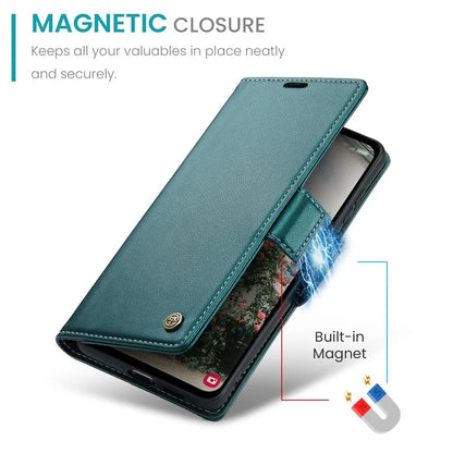 CASEME 023 Series For Samsung Galaxy A55 5G Magnetic Phone Case RFID Blocking Folio Stand Cover