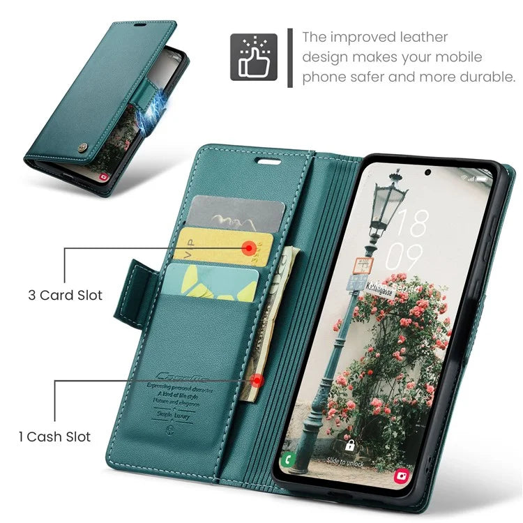 CASEME 023 Series For Samsung Galaxy A55 5G Magnetic Phone Case RFID Blocking Folio Stand Cover
