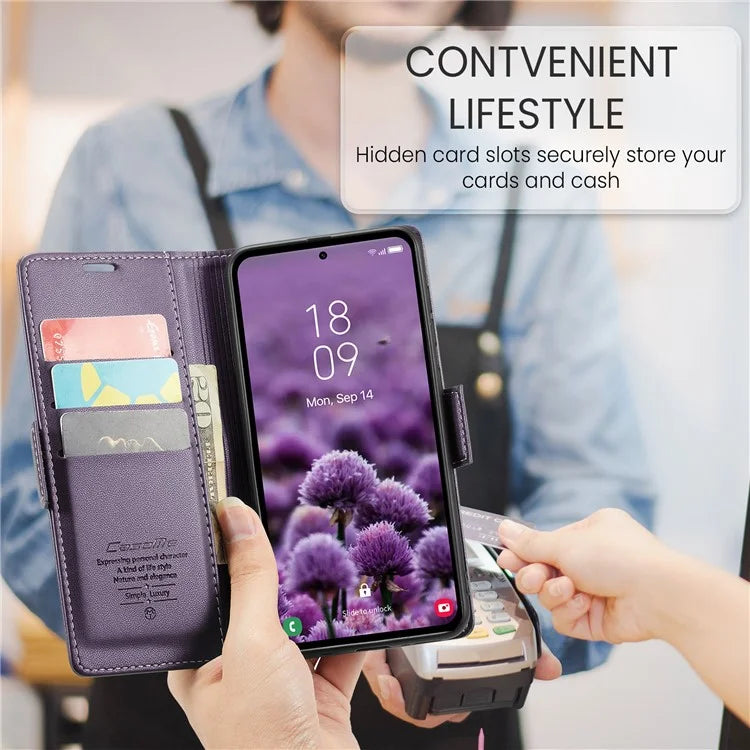 CASEME 023 Series For Samsung Galaxy A55 5G Magnetic Phone Case RFID Blocking Folio Stand Cover