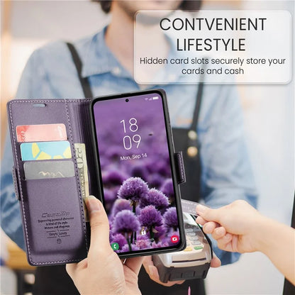 CASEME 023 Series For Samsung Galaxy A55 5G Magnetic Phone Case RFID Blocking Folio Stand Cover