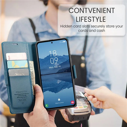 CASEME 023 Series For Samsung Galaxy A55 5G Magnetic Phone Case RFID Blocking Folio Stand Cover