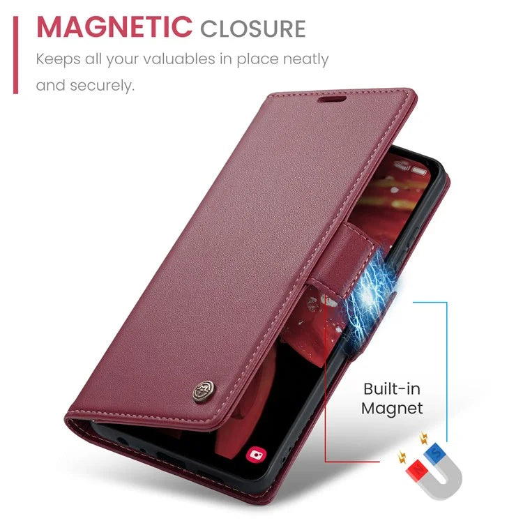 CASEME 023 Series For Samsung Galaxy A25 5G (Global) (161.0 x 76.5 x 8.3mm) Case RFID Blocking Leather Phone Cover