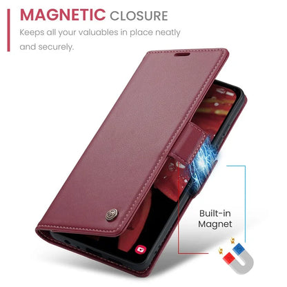 CASEME 023 Series For Samsung Galaxy A25 5G (Global) (161.0 x 76.5 x 8.3mm) Case RFID Blocking Leather Phone Cover