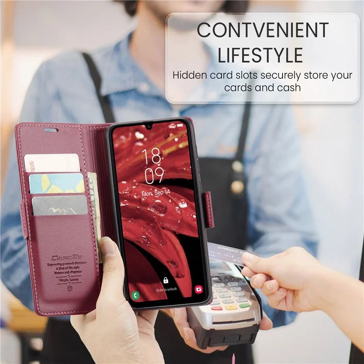 CASEME 023 Series For Samsung Galaxy A25 5G (Global) (161.0 x 76.5 x 8.3mm) Case RFID Blocking Leather Phone Cover