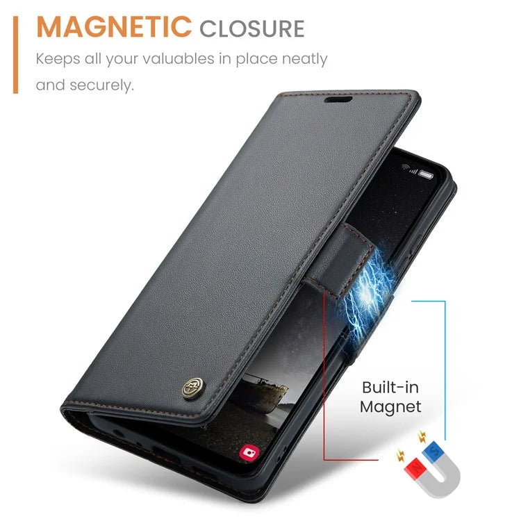 CASEME 023 Series For Samsung Galaxy A25 5G (Global) (161.0 x 76.5 x 8.3mm) Case RFID Blocking Leather Phone Cover