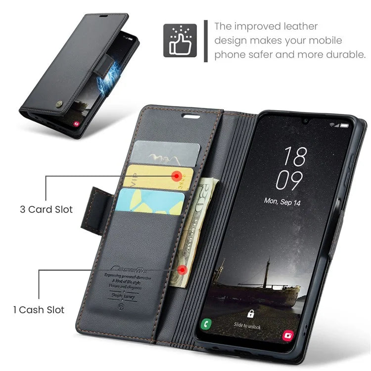 CASEME 023 Series For Samsung Galaxy A25 5G (Global) (161.0 x 76.5 x 8.3mm) Case RFID Blocking Leather Phone Cover