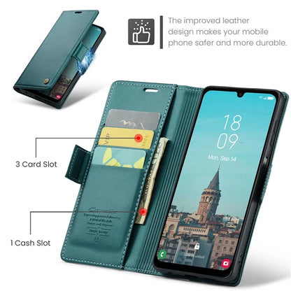 CASEME 023 Series For Samsung Galaxy A25 5G (Global) (161.0 x 76.5 x 8.3mm) Case RFID Blocking Leather Phone Cover