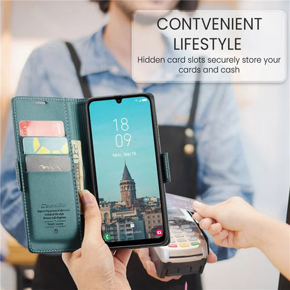CASEME 023 Series For Samsung Galaxy A25 5G (Global) (161.0 x 76.5 x 8.3mm) Case RFID Blocking Leather Phone Cover