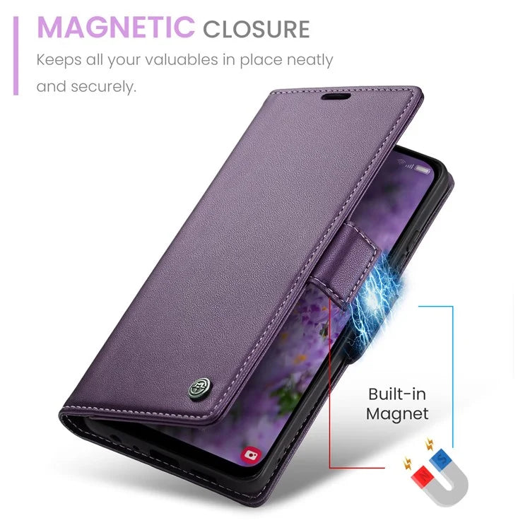 CASEME 023 Series For Samsung Galaxy A25 5G (Global) (161.0 x 76.5 x 8.3mm) Case RFID Blocking Leather Phone Cover