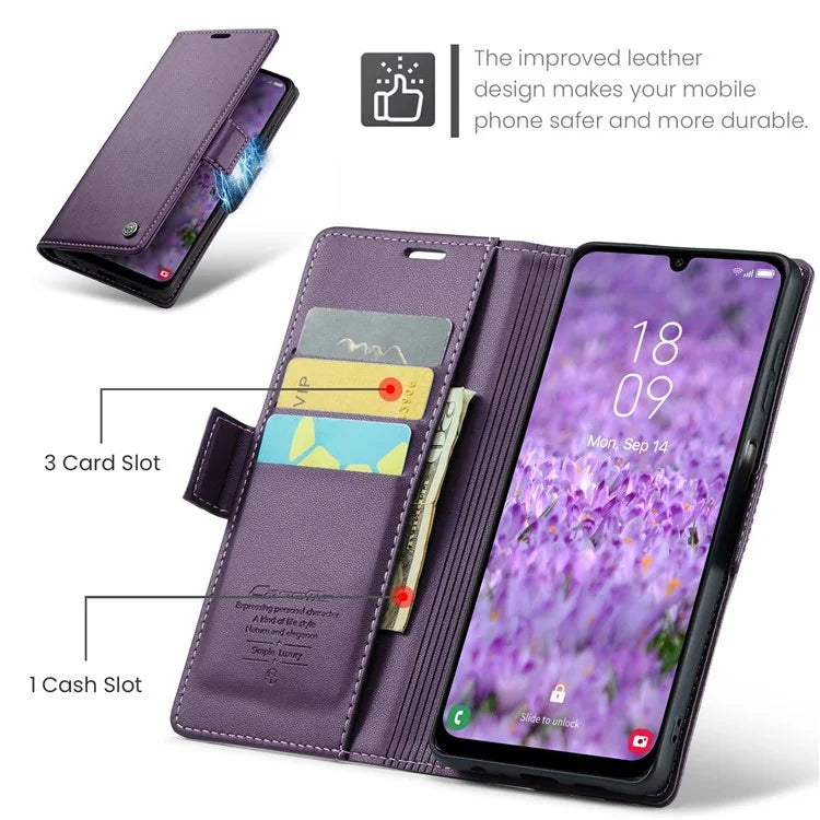 CASEME 023 Series For Samsung Galaxy A25 5G (Global) (161.0 x 76.5 x 8.3mm) Case RFID Blocking Leather Phone Cover