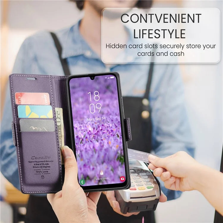 CASEME 023 Series For Samsung Galaxy A25 5G (Global) (161.0 x 76.5 x 8.3mm) Case RFID Blocking Leather Phone Cover