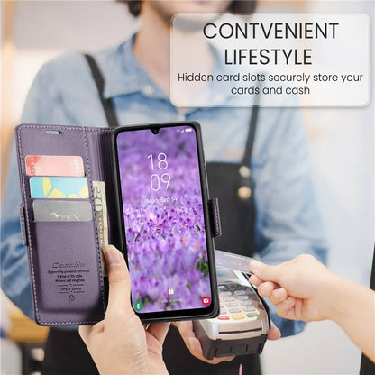 CASEME 023 Series For Samsung Galaxy A25 5G (Global) (161.0 x 76.5 x 8.3mm) Case RFID Blocking Leather Phone Cover