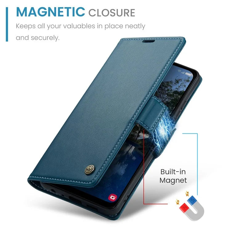 CASEME 023 Series For Samsung Galaxy A25 5G (Global) (161.0 x 76.5 x 8.3mm) Case RFID Blocking Leather Phone Cover