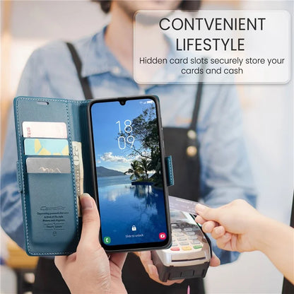 CASEME 023 Series For Samsung Galaxy A25 5G (Global) (161.0 x 76.5 x 8.3mm) Case RFID Blocking Leather Phone Cover