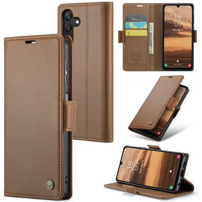 CASEME 023 Series For Samsung Galaxy A25 5G (Global) (161.0 x 76.5 x 8.3mm) Case RFID Blocking Leather Phone Cover
