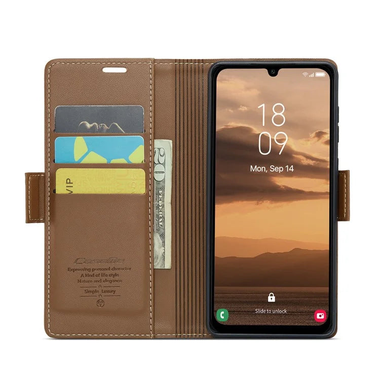 CASEME 023 Series For Samsung Galaxy A25 5G (Global) (161.0 x 76.5 x 8.3mm) Case RFID Blocking Leather Phone Cover