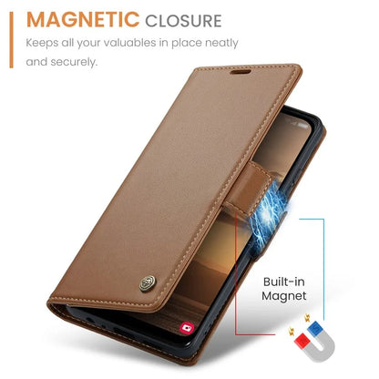 CASEME 023 Series For Samsung Galaxy A25 5G (Global) (161.0 x 76.5 x 8.3mm) Case RFID Blocking Leather Phone Cover