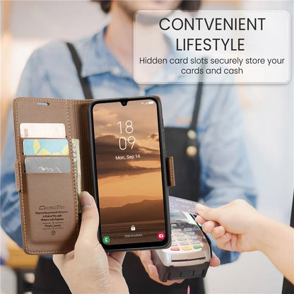 CASEME 023 Series For Samsung Galaxy A25 5G (Global) (161.0 x 76.5 x 8.3mm) Case RFID Blocking Leather Phone Cover