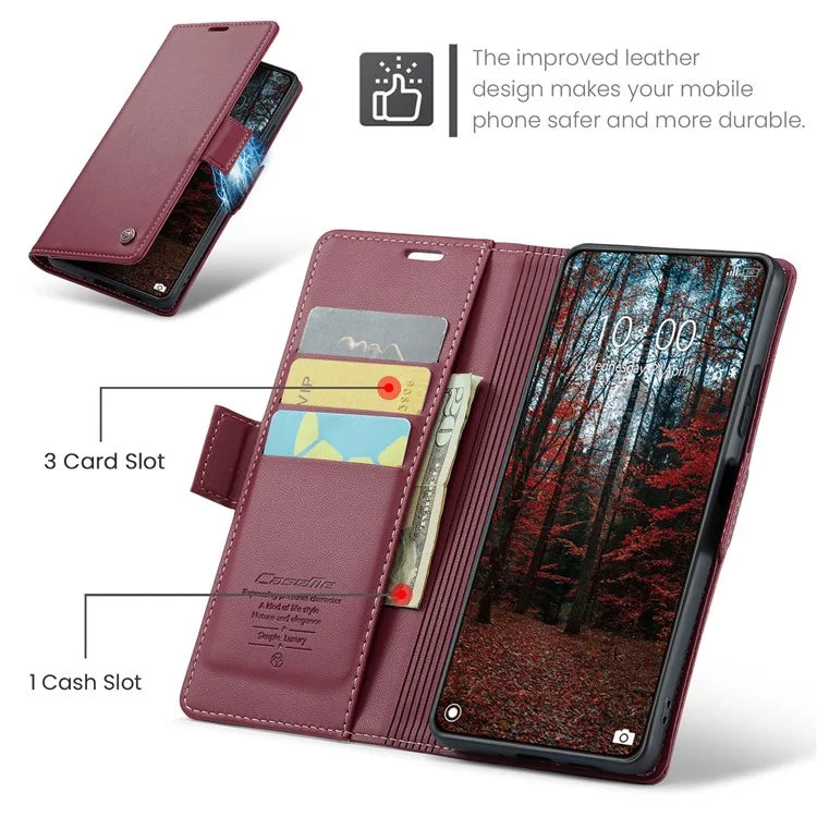 CASEME 023 Series For Xiaomi 14 Magnetic Phone Case RFID Blocking Litchi Texture Cover