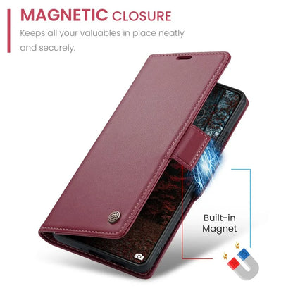 CASEME 023 Series For Xiaomi 14 Magnetic Phone Case RFID Blocking Litchi Texture Cover