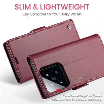 CASEME 023 Series For Xiaomi 14 Magnetic Phone Case RFID Blocking Litchi Texture Cover