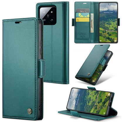 CASEME 023 Series For Xiaomi 14 Magnetic Phone Case RFID Blocking Litchi Texture Cover