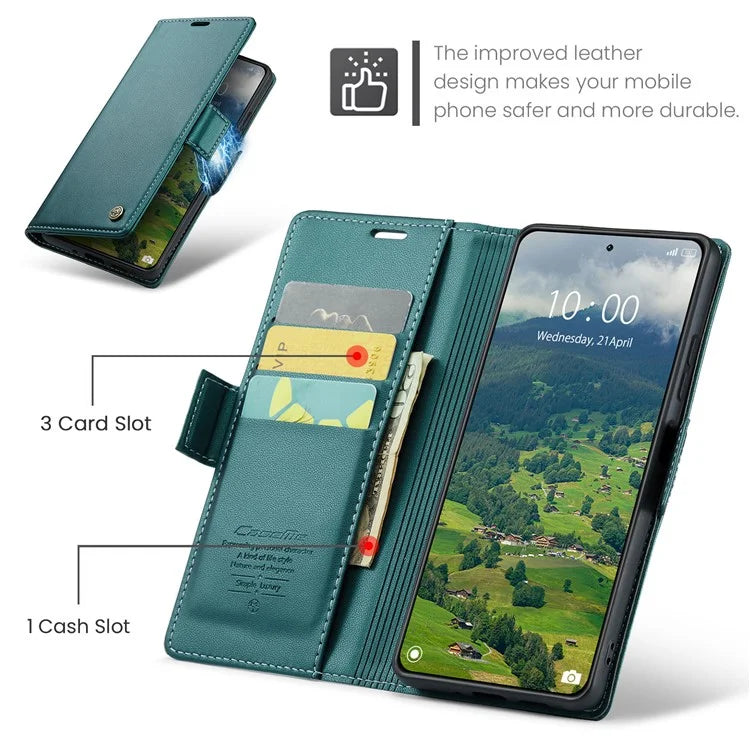 CASEME 023 Series For Xiaomi 14 Magnetic Phone Case RFID Blocking Litchi Texture Cover