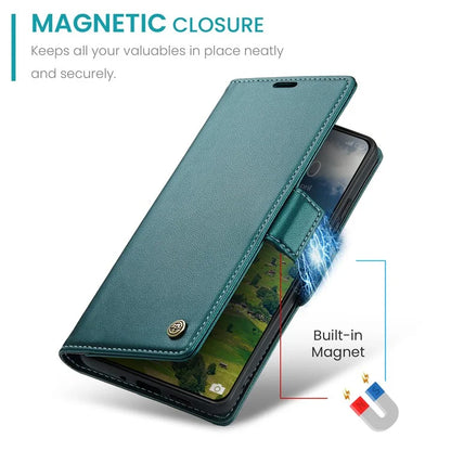 CASEME 023 Series For Xiaomi 14 Magnetic Phone Case RFID Blocking Litchi Texture Cover