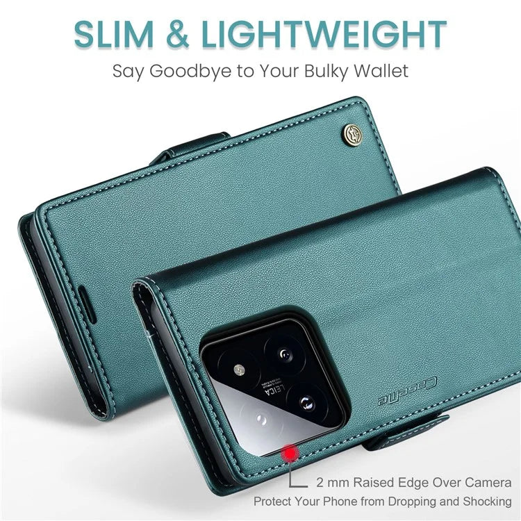 CASEME 023 Series For Xiaomi 14 Magnetic Phone Case RFID Blocking Litchi Texture Cover