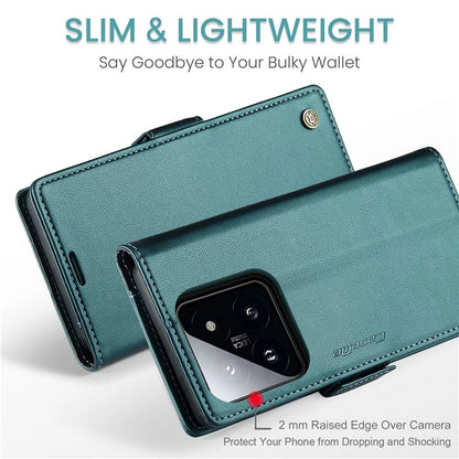 CASEME 023 Series For Xiaomi 14 Magnetic Phone Case RFID Blocking Litchi Texture Cover