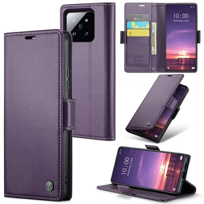 CASEME 023 Series For Xiaomi 14 Magnetic Phone Case RFID Blocking Litchi Texture Cover