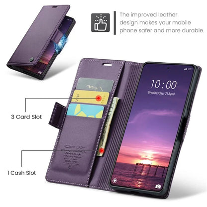 CASEME 023 Series For Xiaomi 14 Magnetic Phone Case RFID Blocking Litchi Texture Cover