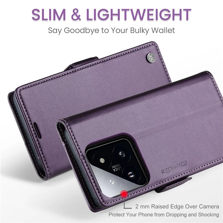 CASEME 023 Series For Xiaomi 14 Magnetic Phone Case RFID Blocking Litchi Texture Cover