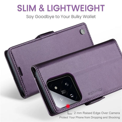 CASEME 023 Series For Xiaomi 14 Magnetic Phone Case RFID Blocking Litchi Texture Cover