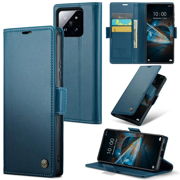 CASEME 023 Series For Xiaomi 14 Magnetic Phone Case RFID Blocking Litchi Texture Cover