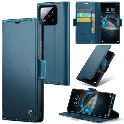 CASEME 023 Series For Xiaomi 14 Magnetic Phone Case RFID Blocking Litchi Texture Cover