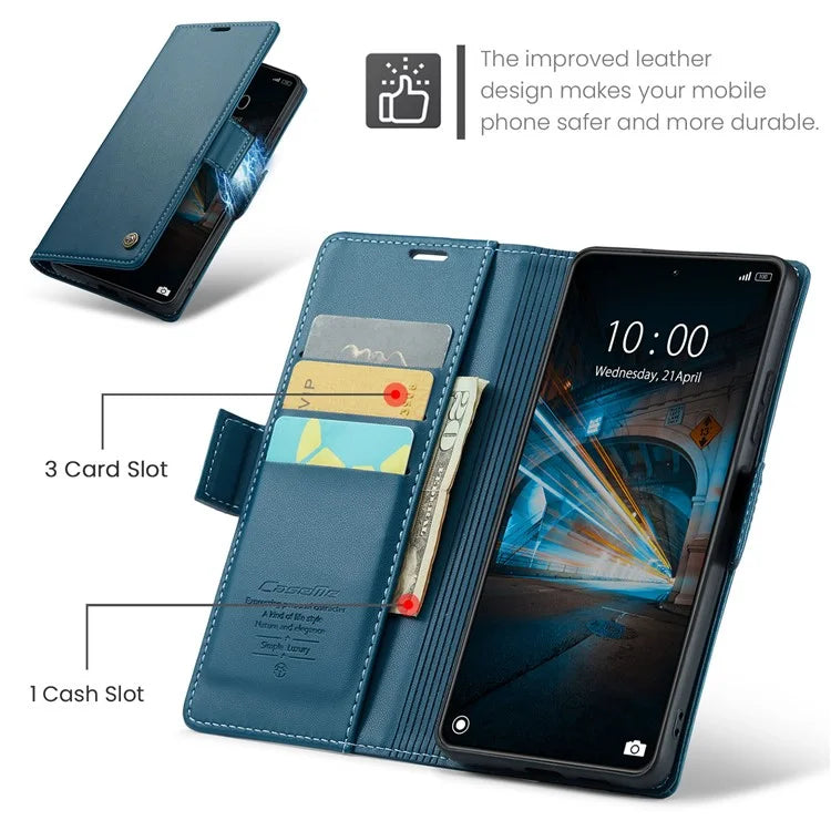 CASEME 023 Series For Xiaomi 14 Magnetic Phone Case RFID Blocking Litchi Texture Cover