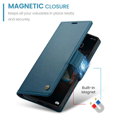 CASEME 023 Series For Xiaomi 14 Magnetic Phone Case RFID Blocking Litchi Texture Cover
