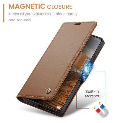 CASEME 023 Series For Xiaomi 14 Magnetic Phone Case RFID Blocking Litchi Texture Cover
