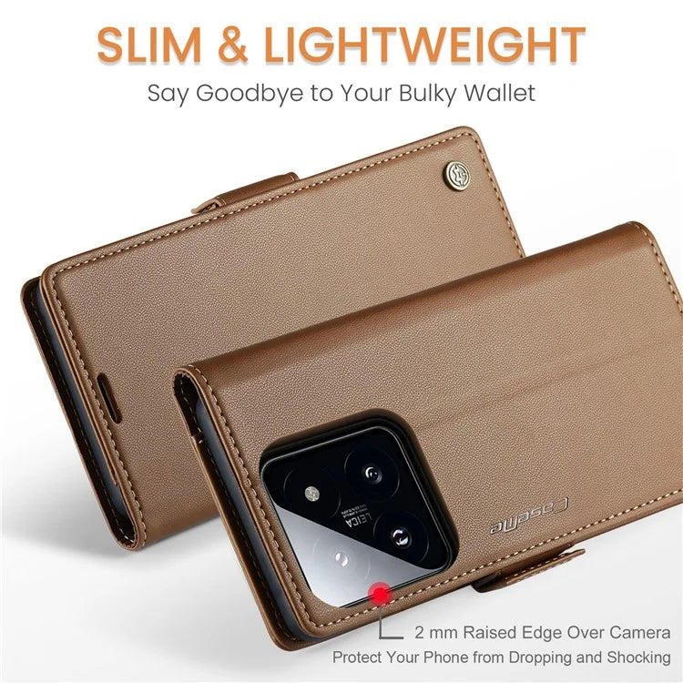 CASEME 023 Series For Xiaomi 14 Magnetic Phone Case RFID Blocking Litchi Texture Cover