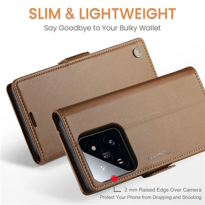 CASEME 023 Series For Xiaomi 14 Magnetic Phone Case RFID Blocking Litchi Texture Cover