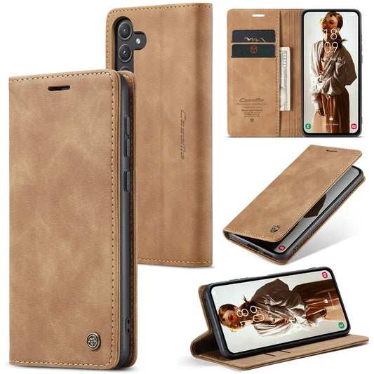 CASEME 013 Series For Samsung Galaxy A55 5G Case PU Leather Stand View Business Phone Cover
