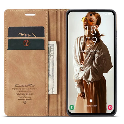CASEME 013 Series For Samsung Galaxy A55 5G Case PU Leather Stand View Business Phone Cover