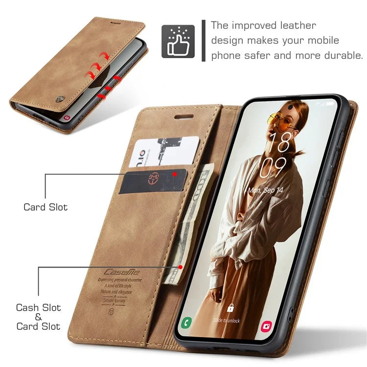CASEME 013 Series For Samsung Galaxy A55 5G Case PU Leather Stand View Business Phone Cover