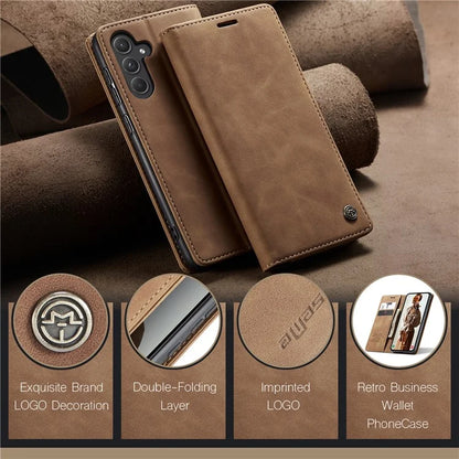 CASEME 013 Series For Samsung Galaxy A55 5G Case PU Leather Stand View Business Phone Cover