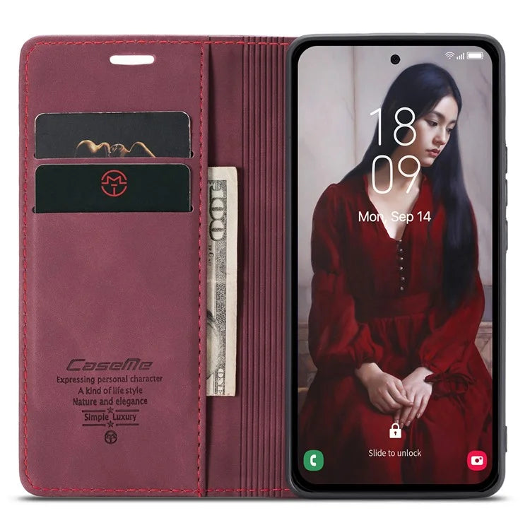 CASEME 013 Series For Samsung Galaxy A55 5G Case PU Leather Stand View Business Phone Cover